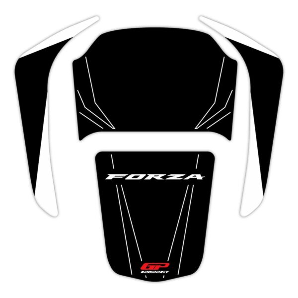 Set protecție rezervor (negru)-alb - Honda Forza 250 / Forza 300 / Forza 350 / NSS300 / NSS350 2018-2024 de la GP Kompozit