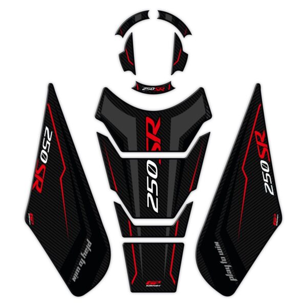 Set protecție rezervor (negru-roșu) - CFMOTO 250 SR / 300 SR 2020-2024 de la GP Kompozit