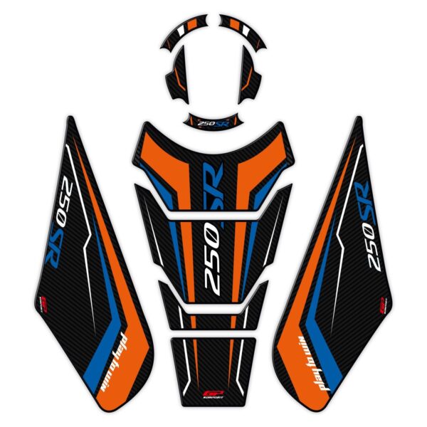 Set protecție rezervor portocaliu-albastru - CFMOTO 250 SR / 300 SR 2020-2024 de la GP Kompozit