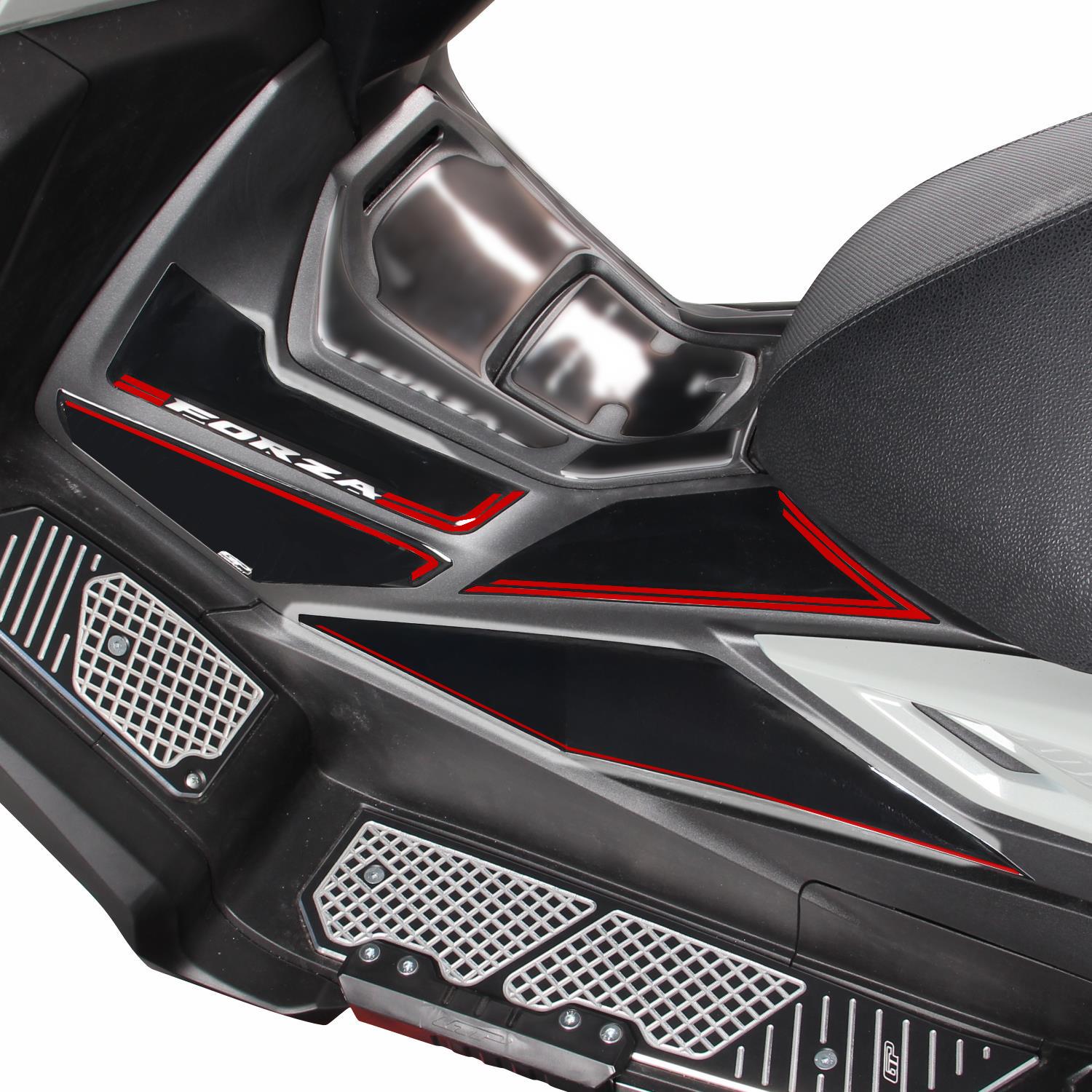 Protecție laterală inferioară rezervor (negru-roșu) - Honda Forza 250 / Forza 300 / Forza 350 / NSS300 NSS350 2018-2025