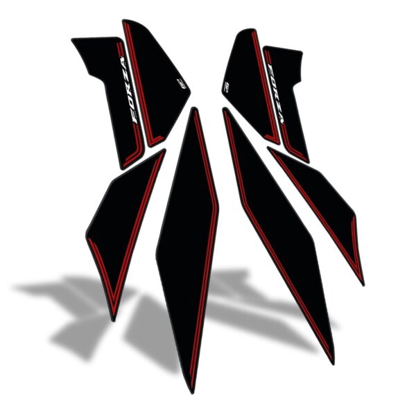 Protecție laterală inferioară rezervor (negru-roșu) - Honda Forza 250 / Forza 300 / Forza 350 / NSS300 NSS350 2018-2025